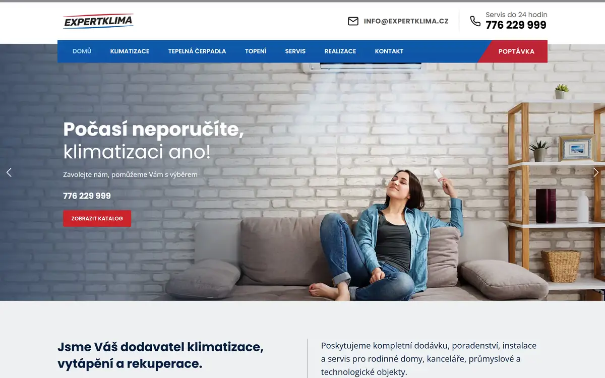 Titulní strana webu ExpertKlima